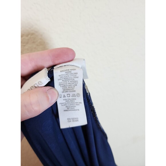 Vintage Liz Claiborne Maxi Skirt Small Navy Geometric Medallion 90s Knit Stretch - Picture 8 of 8